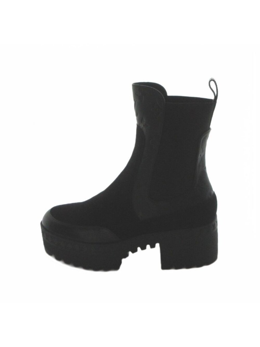 Louis Vuitton Laureate Monogram Boots Short Logo Suede Platform Black